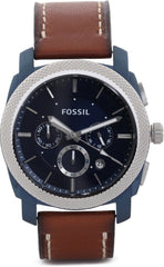 Fossil Machine Chronograph Blue Dial Brown Leather Strap Watch for Men - FS5232 Watches Fossil   