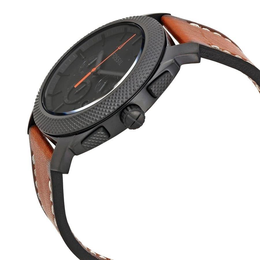 Fossil Machine Chronograph Black Dial Brown Leather Strap Watch for Men - FS5234 Watches Fossil   