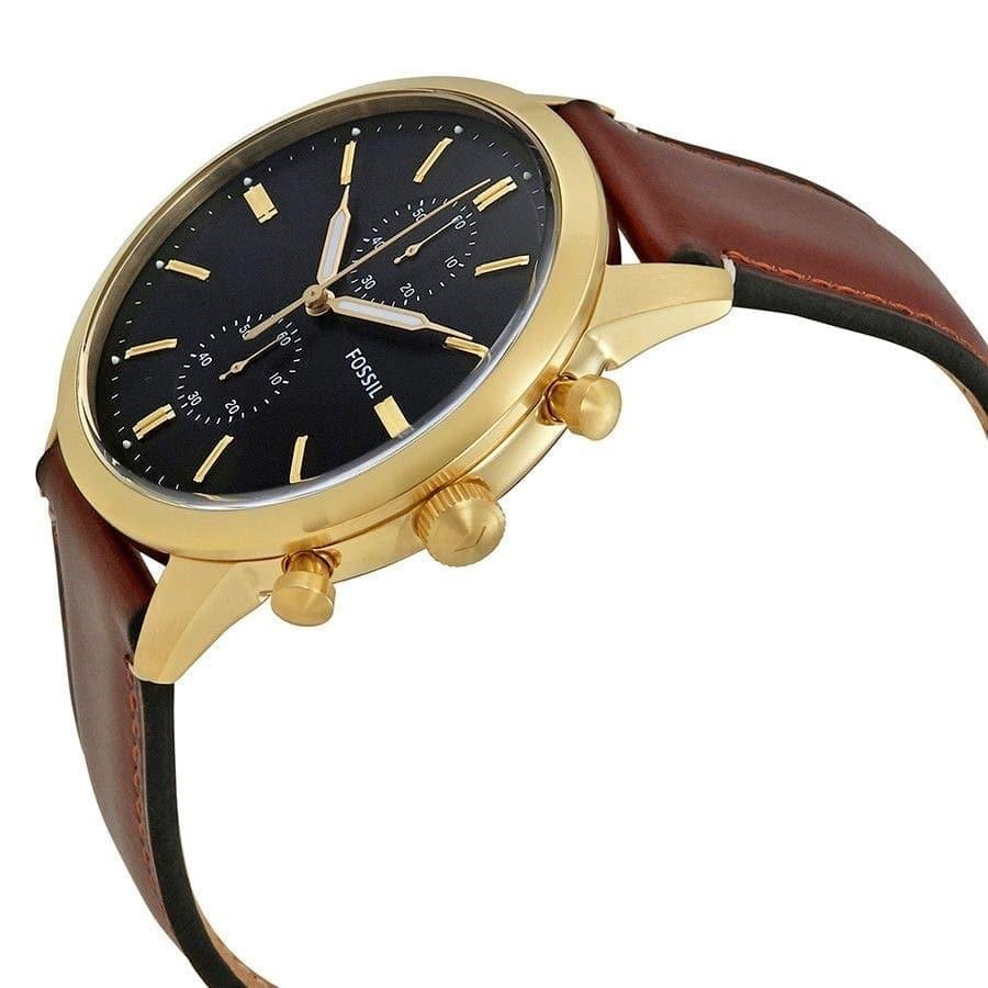 Fossil Townsman Chronograph Black Dial Brown Leather Strap Watch for Men - FS5338 Watches Fossil   