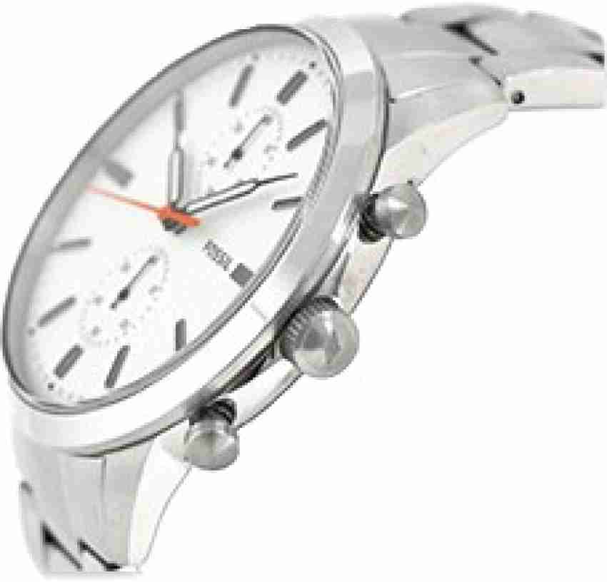 Fossil Townsman White Dial Silver Steel Strap Watch for Men - FS5346 Watches Fossil   