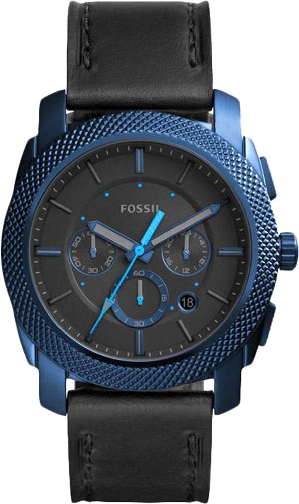 Fossil Machine Chronograph Black Dial Black Leather Strap Watch for Men - FS5361 Watches Fossil   