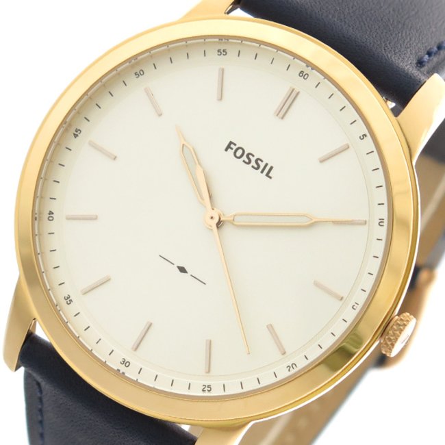 Fossil The Minimalist Slim White Dial Blue Leather Strap Watch for Men - FS5371 Watches Fossil   