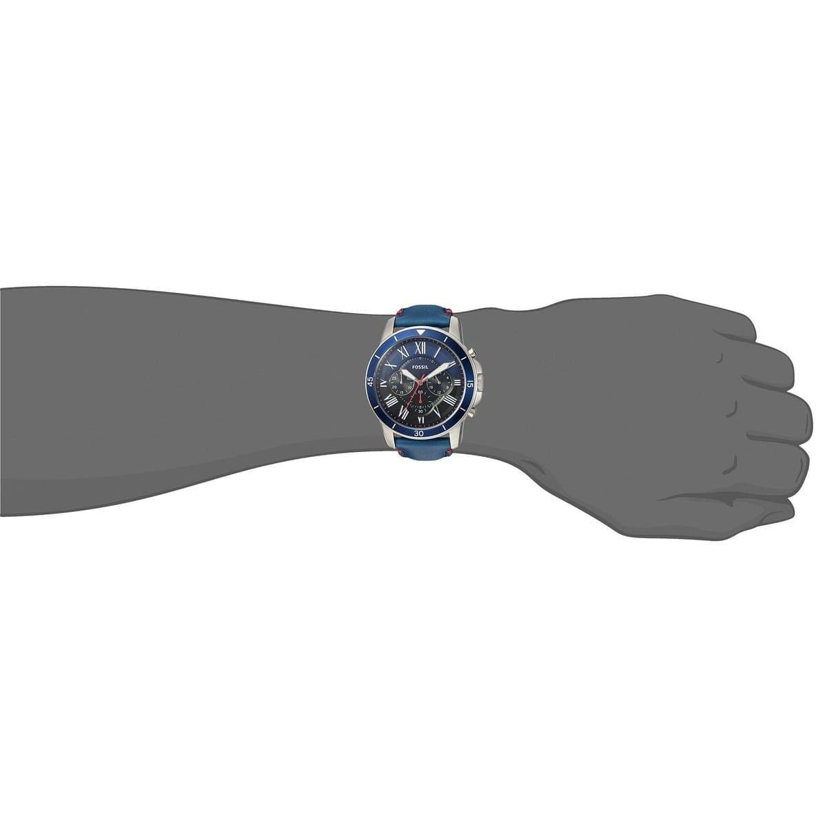 Fossil Grant Chronograph Blue Dial Blue Leather Strap Watch for Men - FS5373 Watches Fossil   