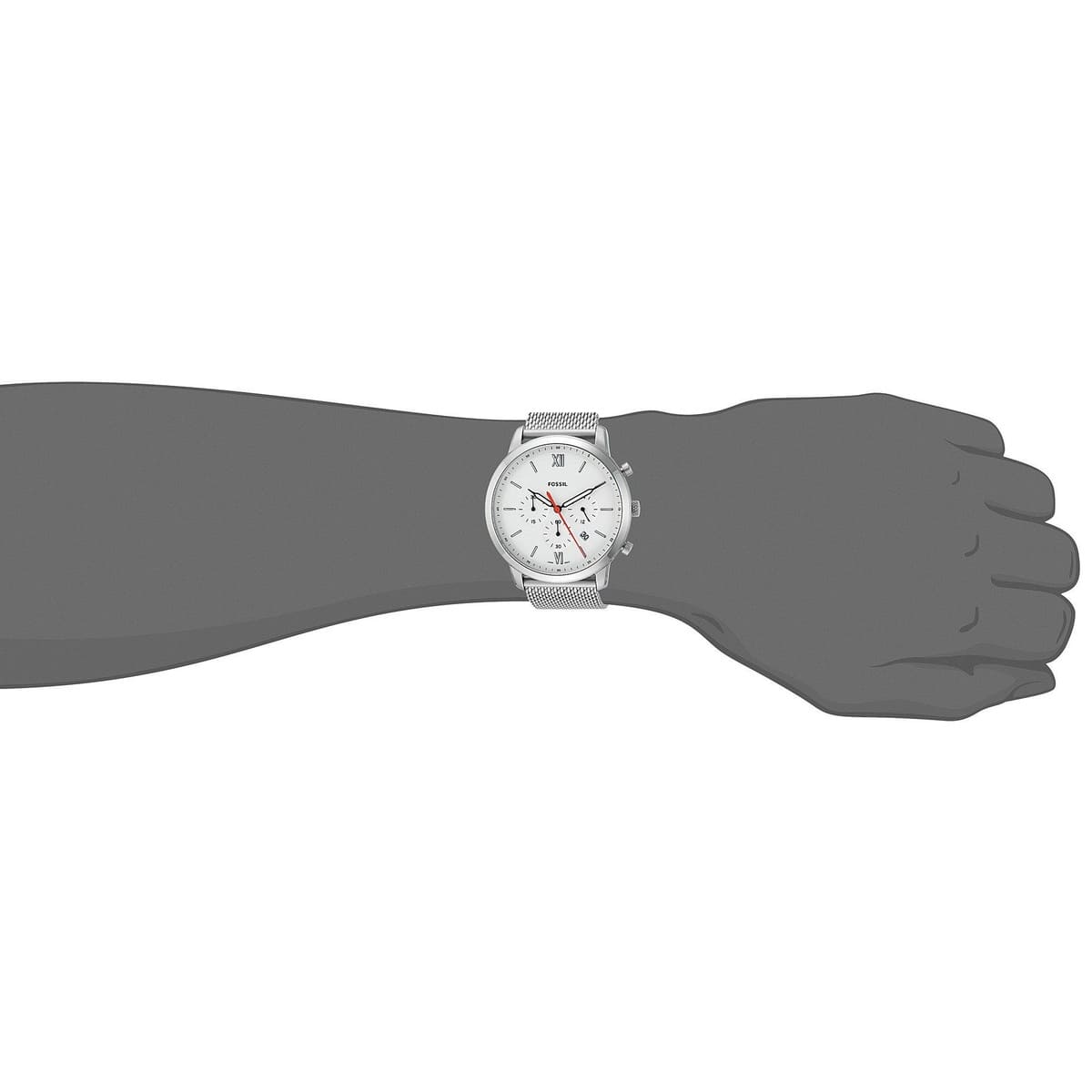 Fossil Neutra Chronograph White Dial Silver Mesh Bracelet Watch for Men - FS5382 Watches Fossil   