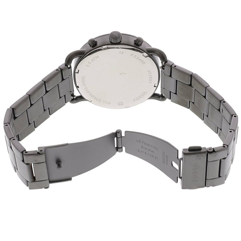 Fossil The Commuter Black Dial Grey Steel Strap Watch for Men - FS5400 Watches Fossil   