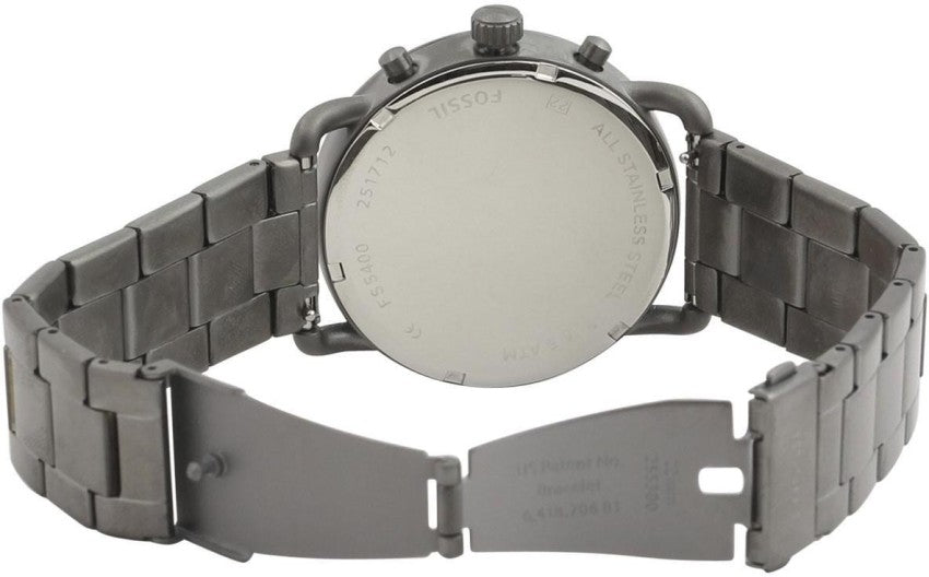 Fossil The Commuter Black Dial Grey Steel Strap Watch for Men - FS5400 Watches Fossil   