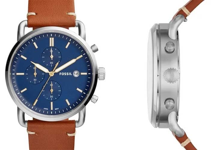 Fossil The Commuter Blue Dial Brown Leather Strap Watch for Men - FS5401 Watches Fossil   