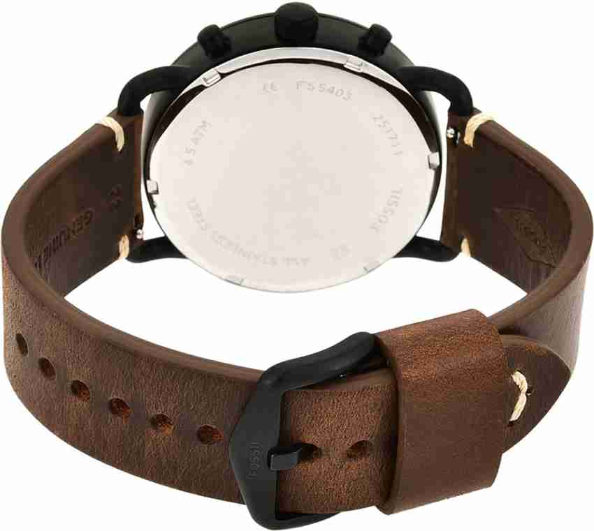 Fossil Commuter Chronograph Black Dial Brown Leather Strap Watch for Men - FS5403 Watches Fossil   