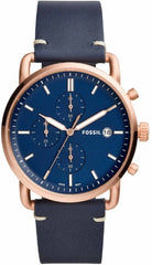 Fossil The Commuter Blue Dial Blue Leather Strap Watch for Men - FS5404 Watches Fossil   