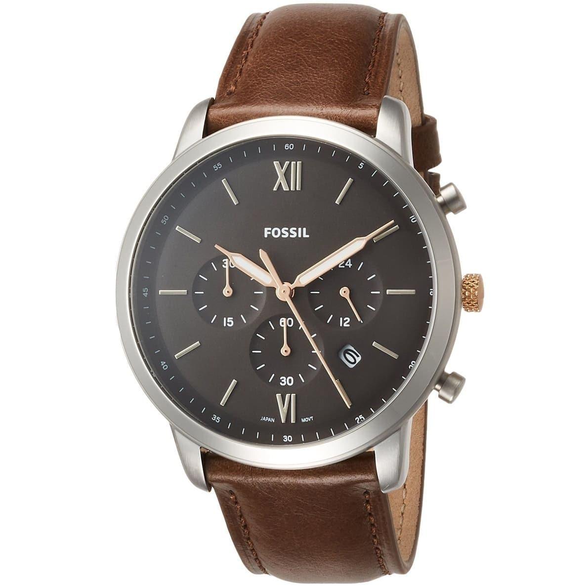 Fossil Neutra Chronograph Black Dial Brown Leather Strap Watch for Men - FS5408 Watches Fossil   