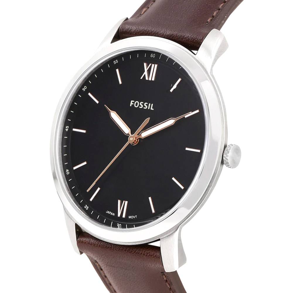 Fossil The Minimalist 3H Black Dial Brown Leather Strap Watch for Men - FS5464 Watches Fossil   