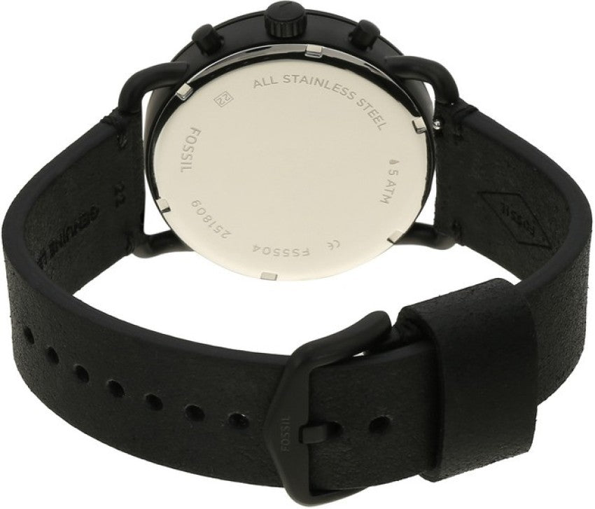 Fossil Commuter Black Dial Black Leather Strap Watch for for Men - FS5504 Watches Fossil   