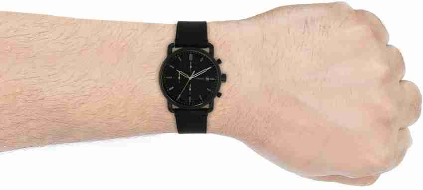 Fossil Commuter Black Dial Black Leather Strap Watch for for Men - FS5504 Watches Fossil   