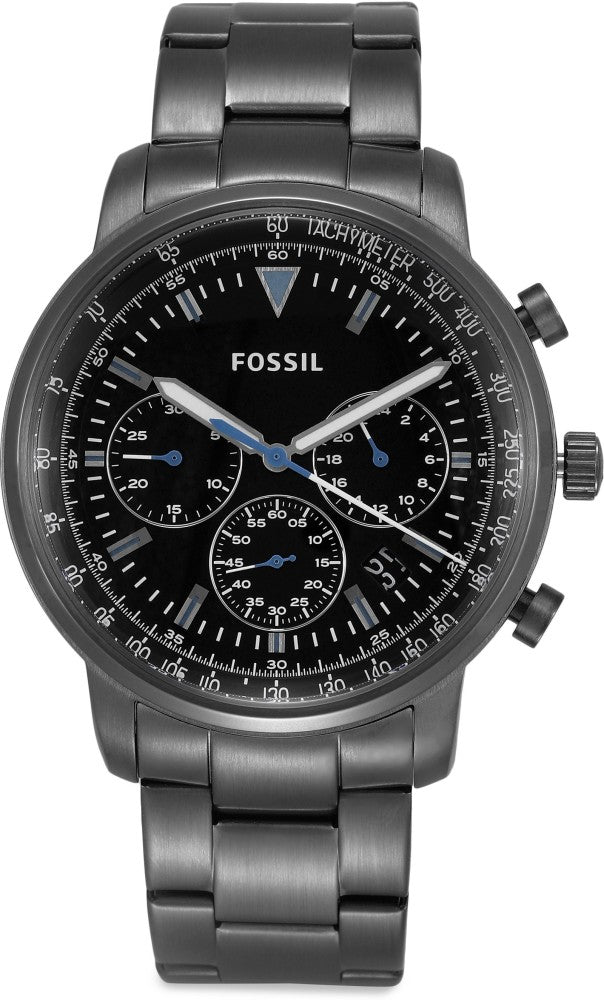 Fossil Goodwin Chrono Analog Black Dial Black Steel Strap Watch for Men - FS5518 Watches Fossil   