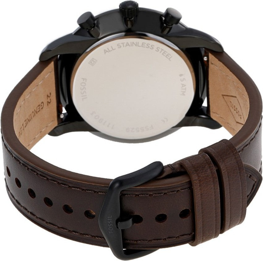 Fossil Goodwin Chronograph Brown Dial Brown Leather Strap Watch for Men - FS5529 Watches Fossil   