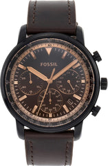 Fossil Goodwin Chronograph Brown Dial Brown Leather Strap Watch for Men - FS5529 Watches Fossil   