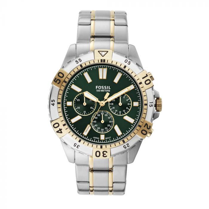 Fossil Garrett Chronograph Green Dial Two Tone Steel Strap Watch for Men - FS5622 Watches Fossil   