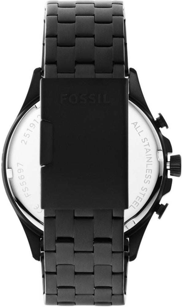 Fossil Forrester Chronograph Black Dial Black Steel Strap Watch for Men - FS5697 Watches Fossil   