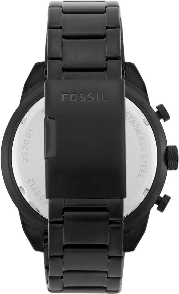 Fossil Bronson Chronograph Black Dial Black Steel Strap Watch for Men - FS5712 Watches Fossil   