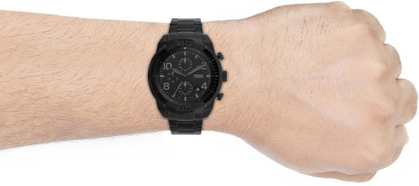 Fossil Bronson Chronograph Black Dial Black Steel Strap Watch for Men - FS5712 Watches Fossil   