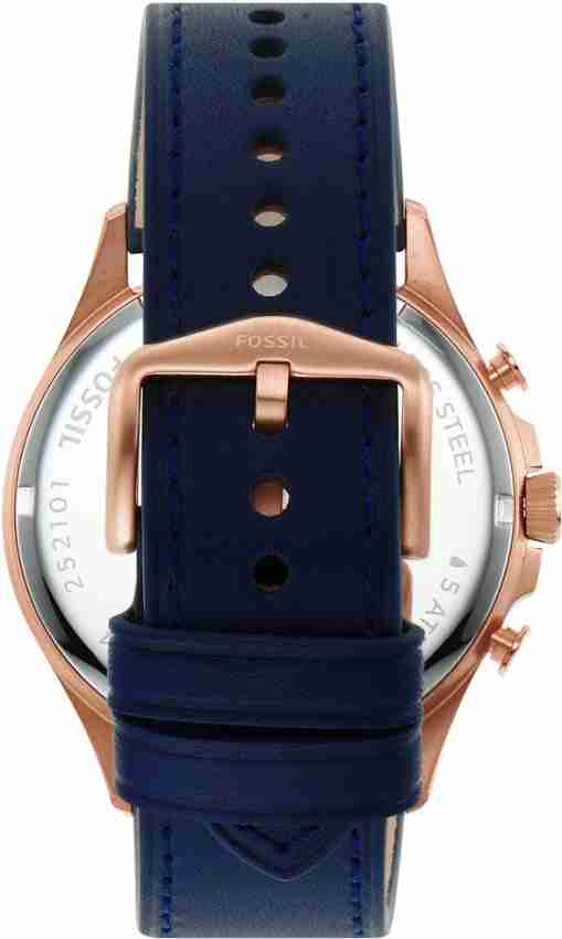 Fossil Forrester Chronograph Blue Dial Blue Leather Strap Watch for Men - FS5814 Watches Fossil   