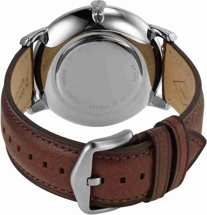 Fossil The Minimalist 3H Black Dial Brown Leather Strap Watch for Men - FS5464 Watches Fossil   