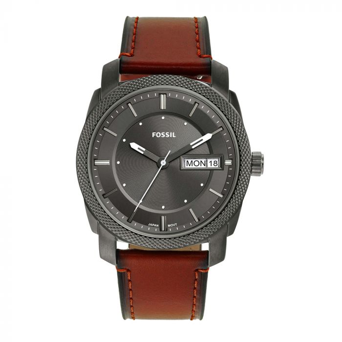 Fossil Machine Chronograph Black Dial Brown Leather Strap Watch for Men - FS5234 Watches Fossil   