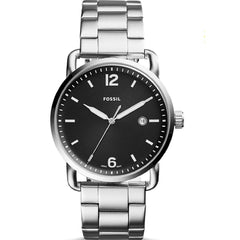 Fossil The Commuter Black Dial Silver Steel Strap Watch for Men - FS5391 Watches Fossil   