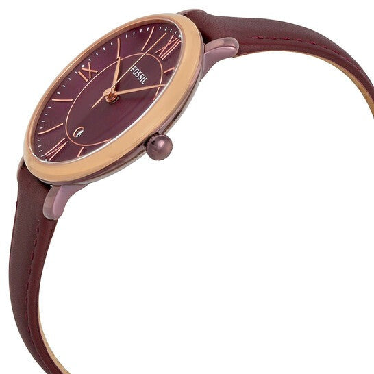 Fossil Jacqueline Burgundy Dial Burgundy Leather Strap Watch for Women  - ES4099 Watches Fossil   