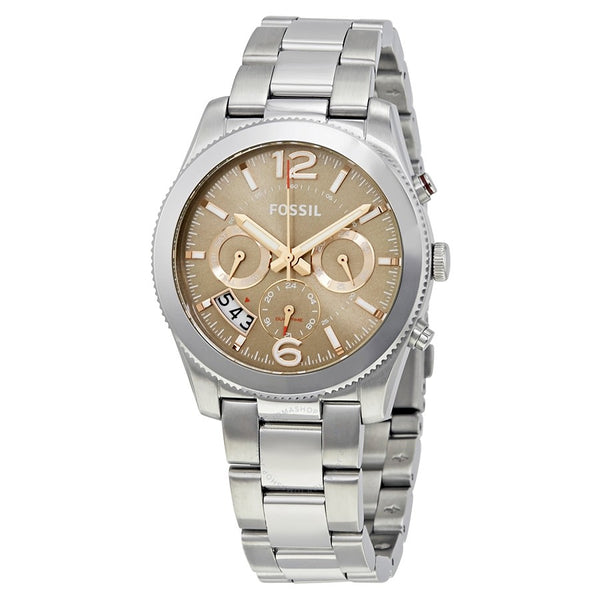 Fossil Perfect Boyfriend Taupe Dial Silver Steel Strap Watch for Women - ES4146 Watches Fossil   