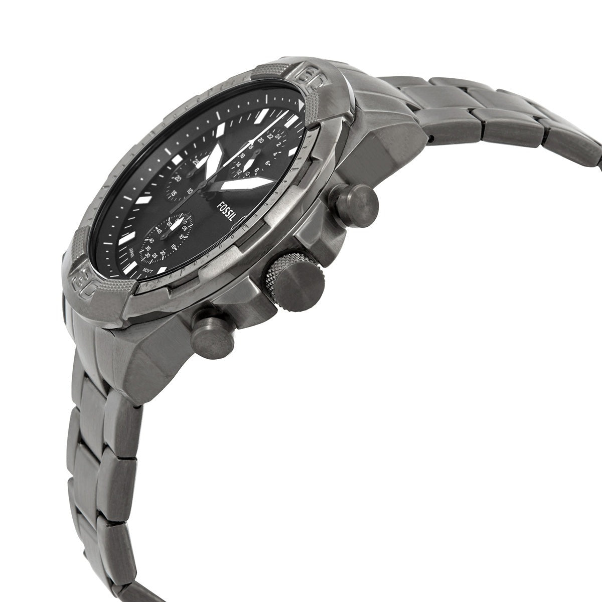 Fossil Bronson Chronograph Black Dial Silver Steel Strap Watch for Men - FS5710 Watches Fossil   