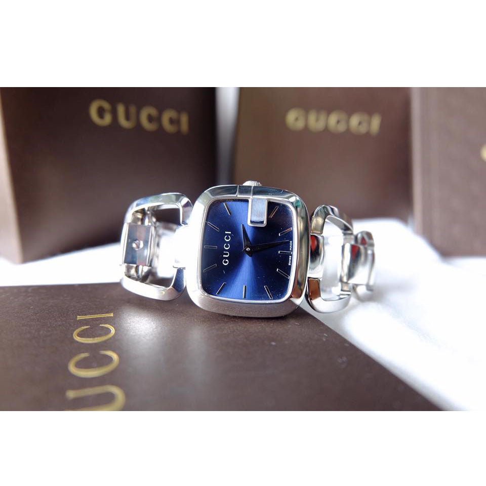 Gucci G Ladies Blue Dial Silver Steel Strap Watch For Women - YA125508 Watches Gucci   