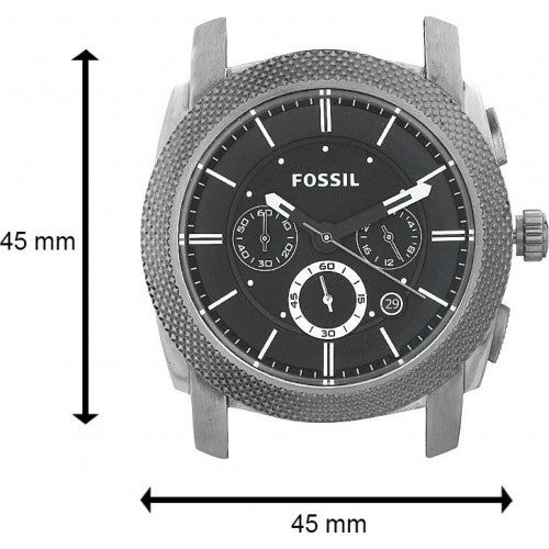 Fossil Machine Chronograph Black Dial Silver Steel Strap Watch for Men - FS4776 Watches Fossil   