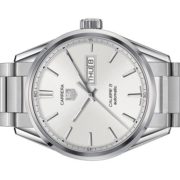 Tag Heuer Carrera Calibre 5 Automatic 41mm White Dial Silver Steel Strap Watch for Men - WAR201B.BA0723 Watches Tag Heuer   