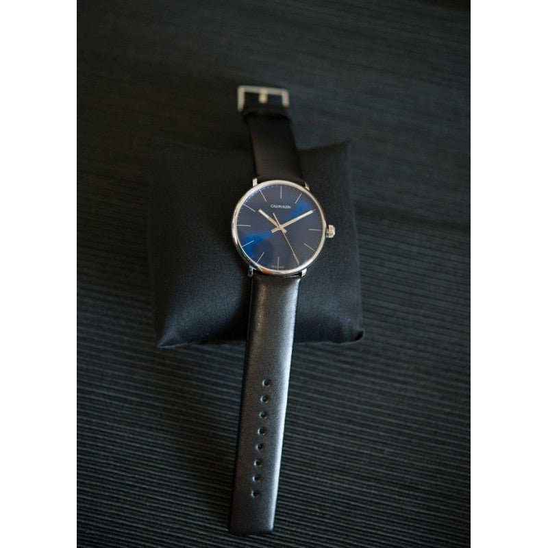 Calvin Klein High Noon Quartz Blue Dial Black Leather Strap Watch for Men - K8M211CN Watches Calvin Klein   