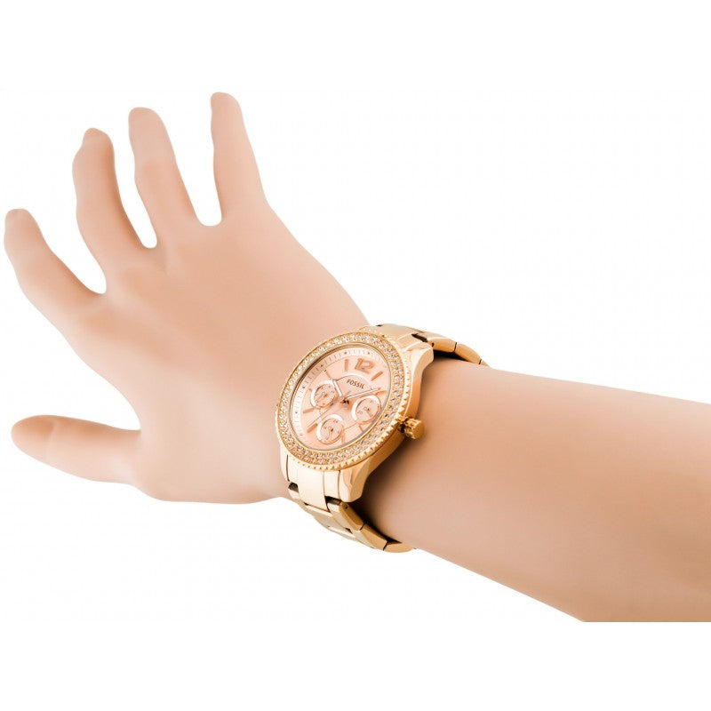 Fossil Stella Rose Gold Dial Rose Gold Steel Strap Watch for Women - ES3590 Watches Fossil   