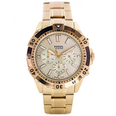 Fossil Garrett Chronograph Gold Dial Gold Steel Strap Watch for Men - FS5772 Watches Fossil   