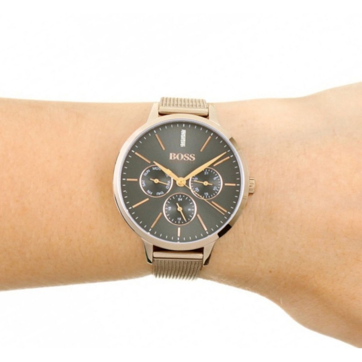 Hugo Boss Symphony Grey Dial Gold Mesh Bracelet Watch for Women - 1502424 Watches Hugo Boss   
