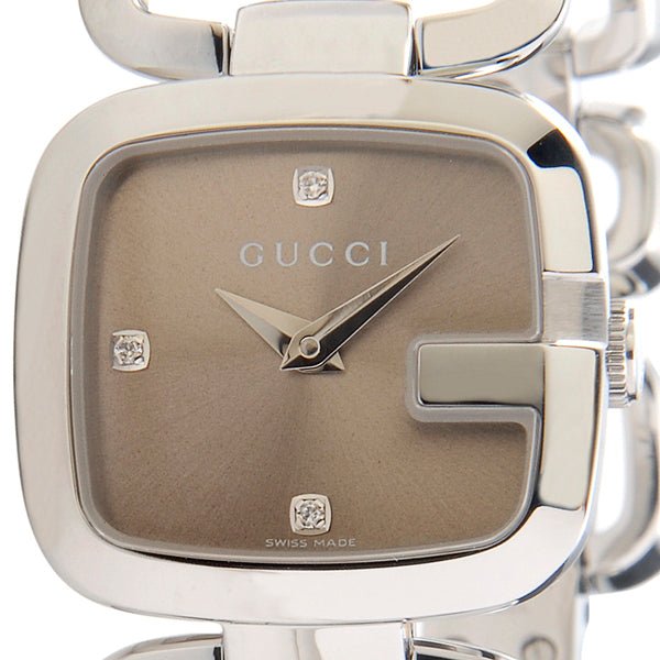 Gucci G Gucci Brown Dial Silver Steel Strap Watch For Women - YA125503 Watches Gucci   