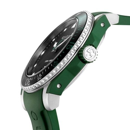 Gucci Dive Black Dial Green Rubber Strap Watch For Men - YA136310 Watches Gucci   