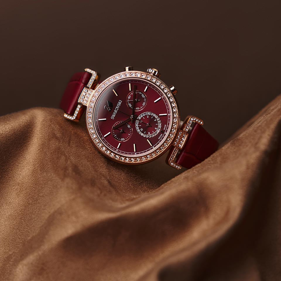 Swarovski Era Journey Red Dial Red Leather Strap Watch for Women - 5416701 Watches Swarovski   