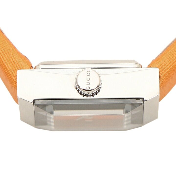 Gucci G-Frame Square Mother of Pearl Orange Dial Orange Leather Strap Watch For Women - YA128532 Watches Gucci   