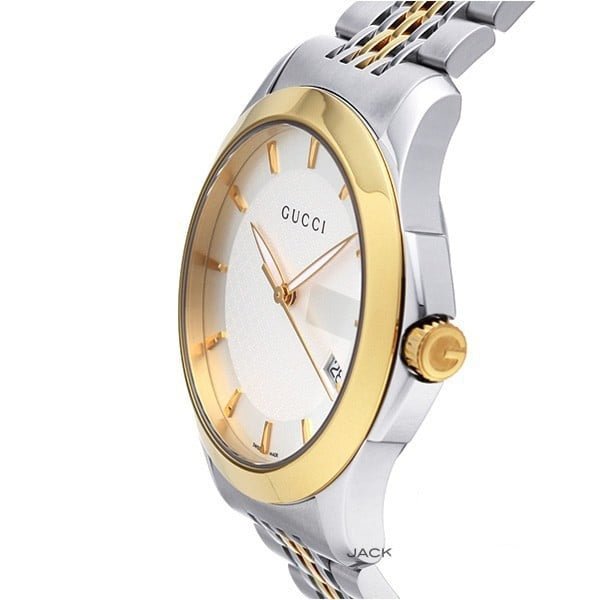 Gucci G Timeless White Dial Two Tone Steel Strap Watch For Men - YA126409 Watches Gucci   