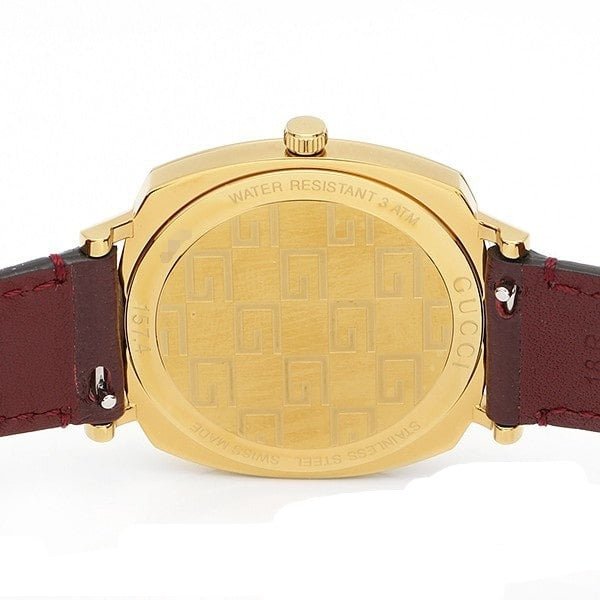 Gucci Grip Yellow Gold Dial Maroon Leather Strap Watch For Women - YA157405 Watches Gucci   