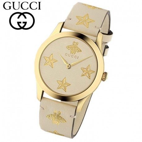 Gucci G Timeless White DIal White Leather Strap Watch For Women - YA1264096 Watches Gucci   