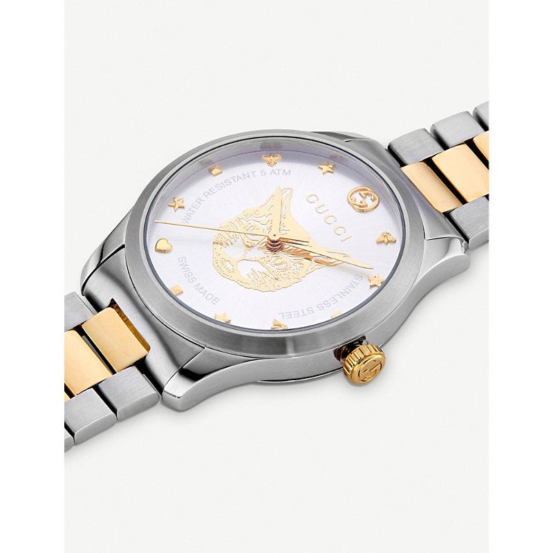 Gucci G Timeless Silver Dial Two Tone Steel Strap Watch For Women - YA1264074 Watches Gucci   