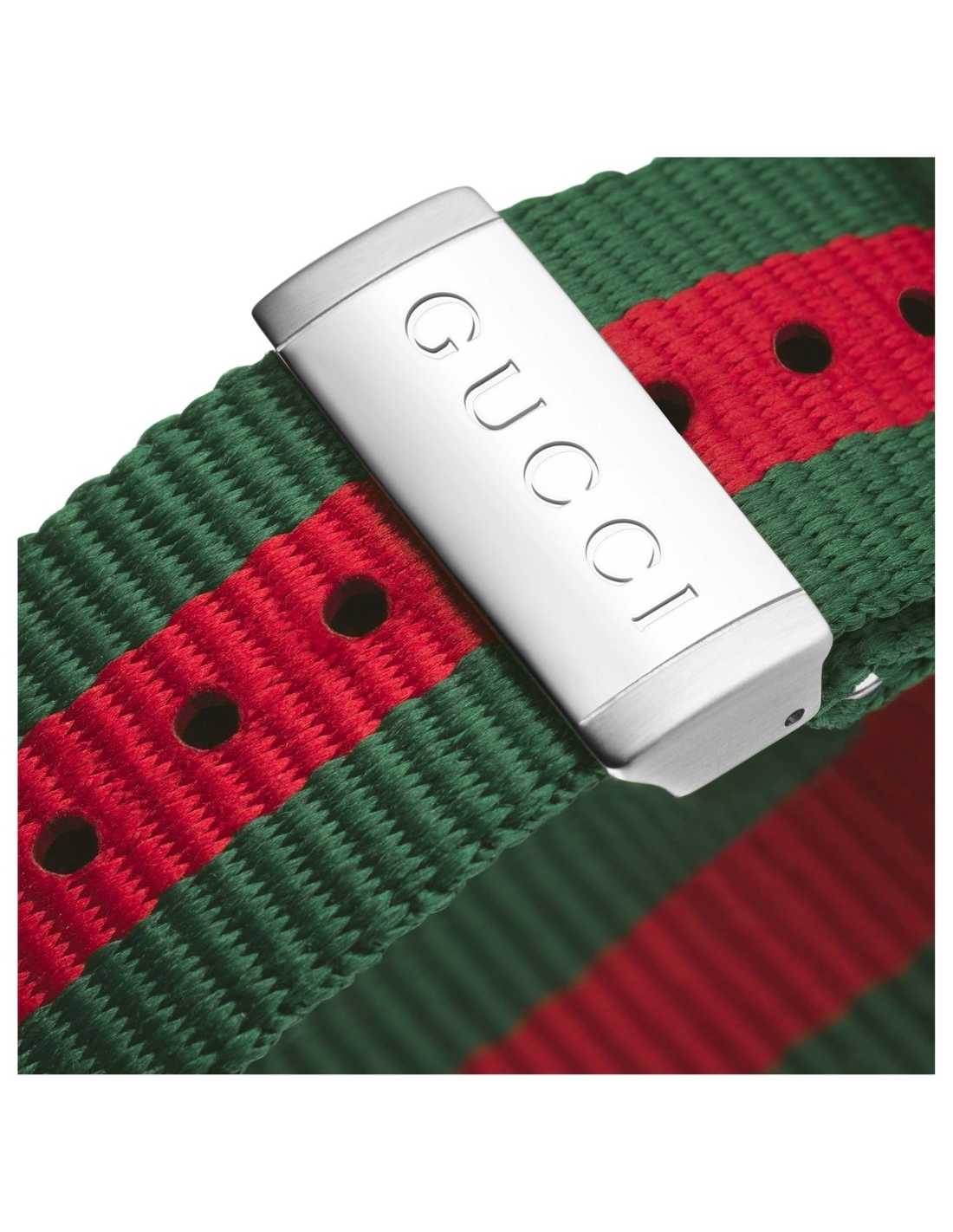 Gucci Dive Black Dial Green & Red Nylon Strap Watch For Men - YA136206 Watches Gucci   