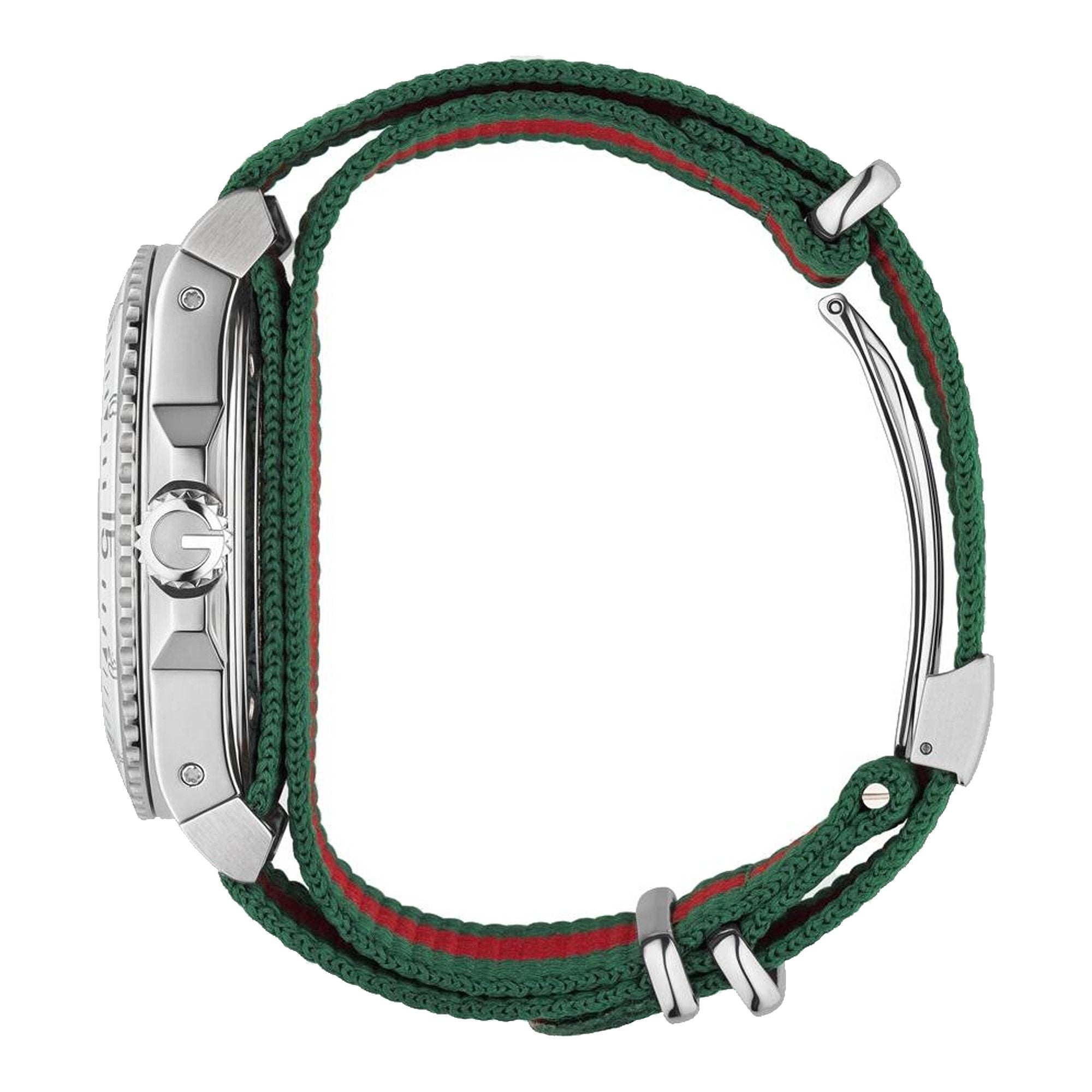 Gucci Dive White Dial Red & Green Nylon Strap Watch For Men - YA136207 Watches Gucci   