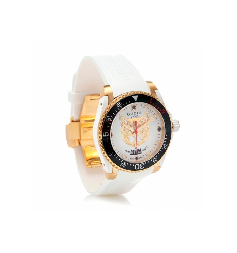 Gucci Dive White Dial White Rubber Strap Unisex Watch - YA136322 Watches Gucci   