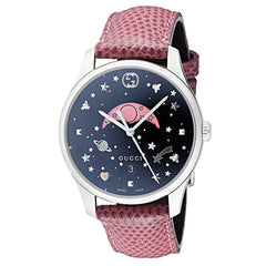 Gucci G-Timeless Moonphase Black Dial Pink Leather Strap Watch For Women - YA1264046 Watches Gucci   